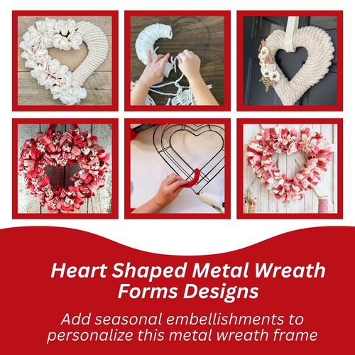 Heart Shaped Metal Wreath Forms 12 in Floral Wreath Frame Decorations SET OF 2 - Picture 3 of 7