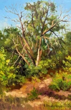 LANDSCAPE summer tree Impasto Original Painting Signed Wall Art artwork