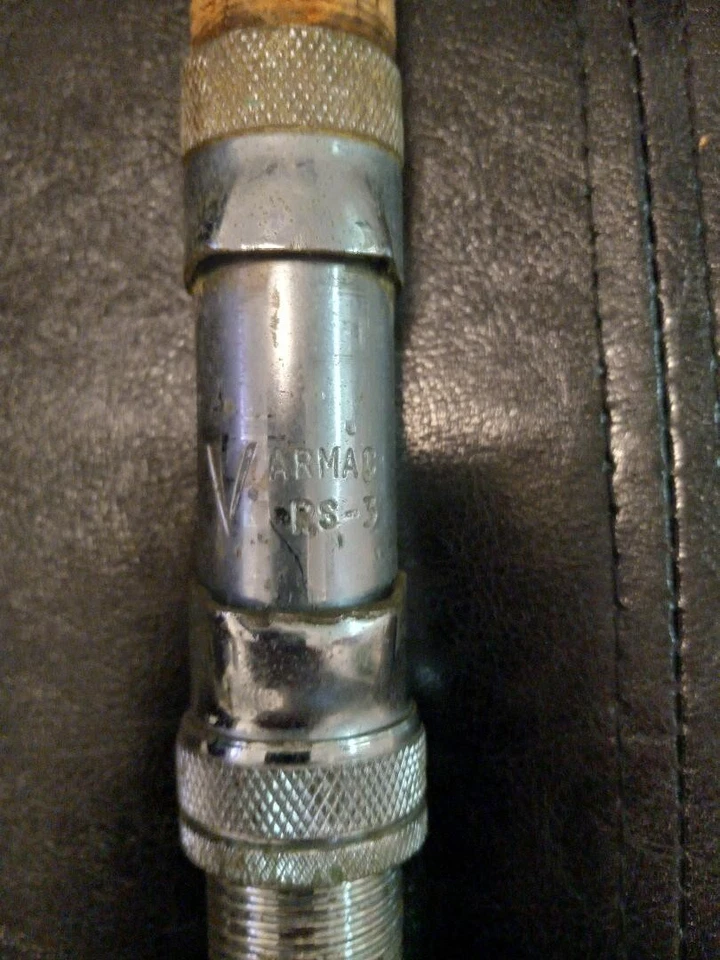  ANTIQUE VINTAGE ROD VARMAC RS 3 REEL SEA  AFTCO ROLLER GUIDES RARE WOOD HANDLE - Image 4 of 4