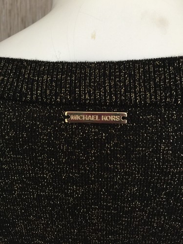 Jersey Negro Y Dorado Lurex Con Logo De Michael Kors Con Botones Talla L - Imagen 7 de 8
