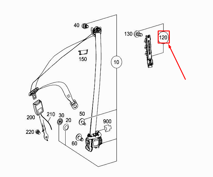 MERCEDES-BENZ B W246 Höhenverstellung des vorderen Sicherheitsgurts A2468600288