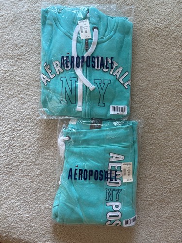 Aeropostale women's jogging suit hoodie sweatpants, medium, aqua blue - Picture 3 of 3