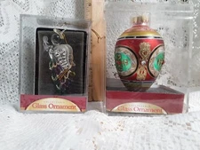 Rite Aid Decorative 2 Holiday Glass Holiday Christmas Ornaments NOS With Box