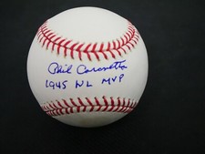PHIL CAVARRETTA SIGNED BASEBALL WITH 1945 NL MVP INSCRIPTION JSA COA *B1084