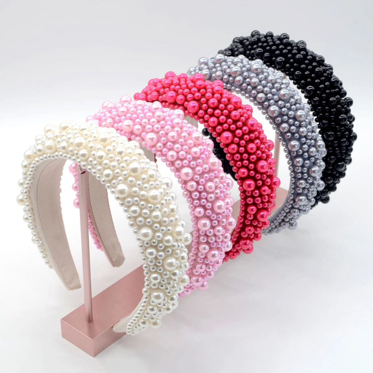 Sponge Full Pearl Headband Women Luxury Beads Padded Hair Band Hair  Accessories