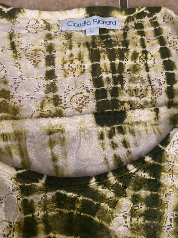 Claudia Richard L Tie Dye Lightweight Top Blouse Boho Tunic Printed  - Image 2 of 4