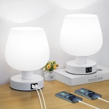 Onewish LED Table Top Touch Lamps with USB Charging Ports Set of Two