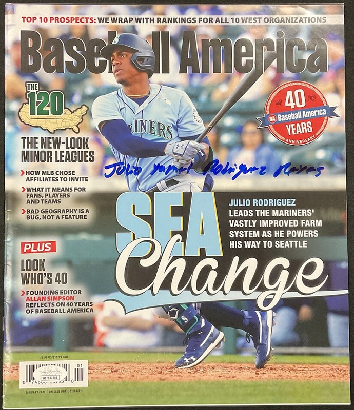 JULIO RODRIGUEZ Signed Full Name Autographed Baseball America JSA WIT032503