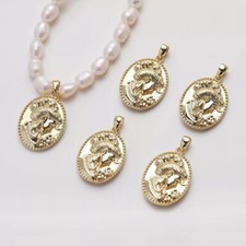 4pcs Oval Beauty Head Charms,Gold The Virgin Mary Jesus Medallion Pendants