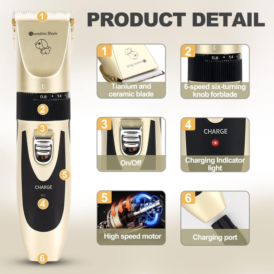 Professional Dog Grooming Kit, Rechargeable, Cordless, Low Noise Dog