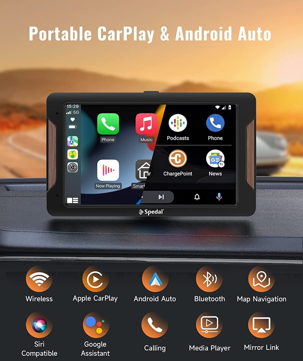 7 Portable Wireless Apple CarPlay Android Auto Touch Screen Car