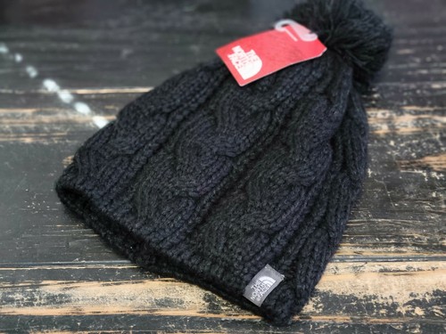 Black Knit Pom-Pom Sport Beanie Hat OS 