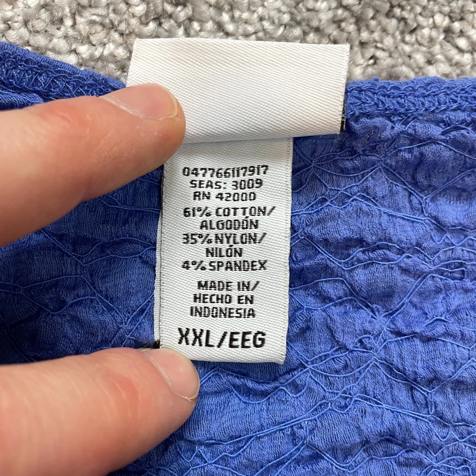 Blusa Camisa Jaclyn Smith Mujer XXL Azul Manga Corta Texturizada Elastizada Informal Foto 4 de 4