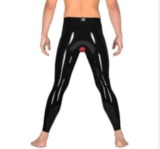 Black Latex Men Pants Rubber Trousers With Anus Sheath 3d Crotch Customized