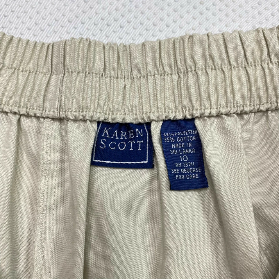 Karen Scott Womens Pants sz 10 Beige Elastic Waist Straight Classic Comfort - Image 4 of 4