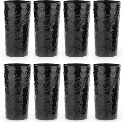 KX-WARE 18-Ounce Acrylic Highball Glasses Plastic Tumbler, Set of 8 Black