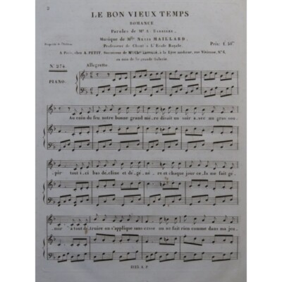 MAILLARD Nélia Le Bon Vieux Temps Klaviergesang ca1840