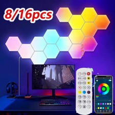8/16 Pack LED Hexagon Lights Panels Smart RGB Gaming Wall Lamp Modular Lamp