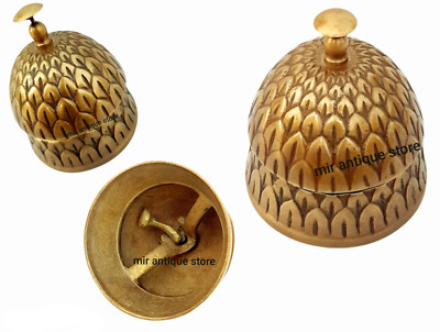 Vintage Brass Desk Bell Nautical Hotel Table Bell Pine Apple Brass Antique Gifts