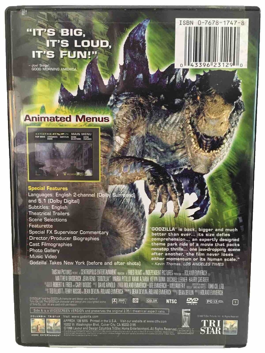 Godzilla (DVD 1998, Deluxe Widescreen) Matthew Broderick Extras
