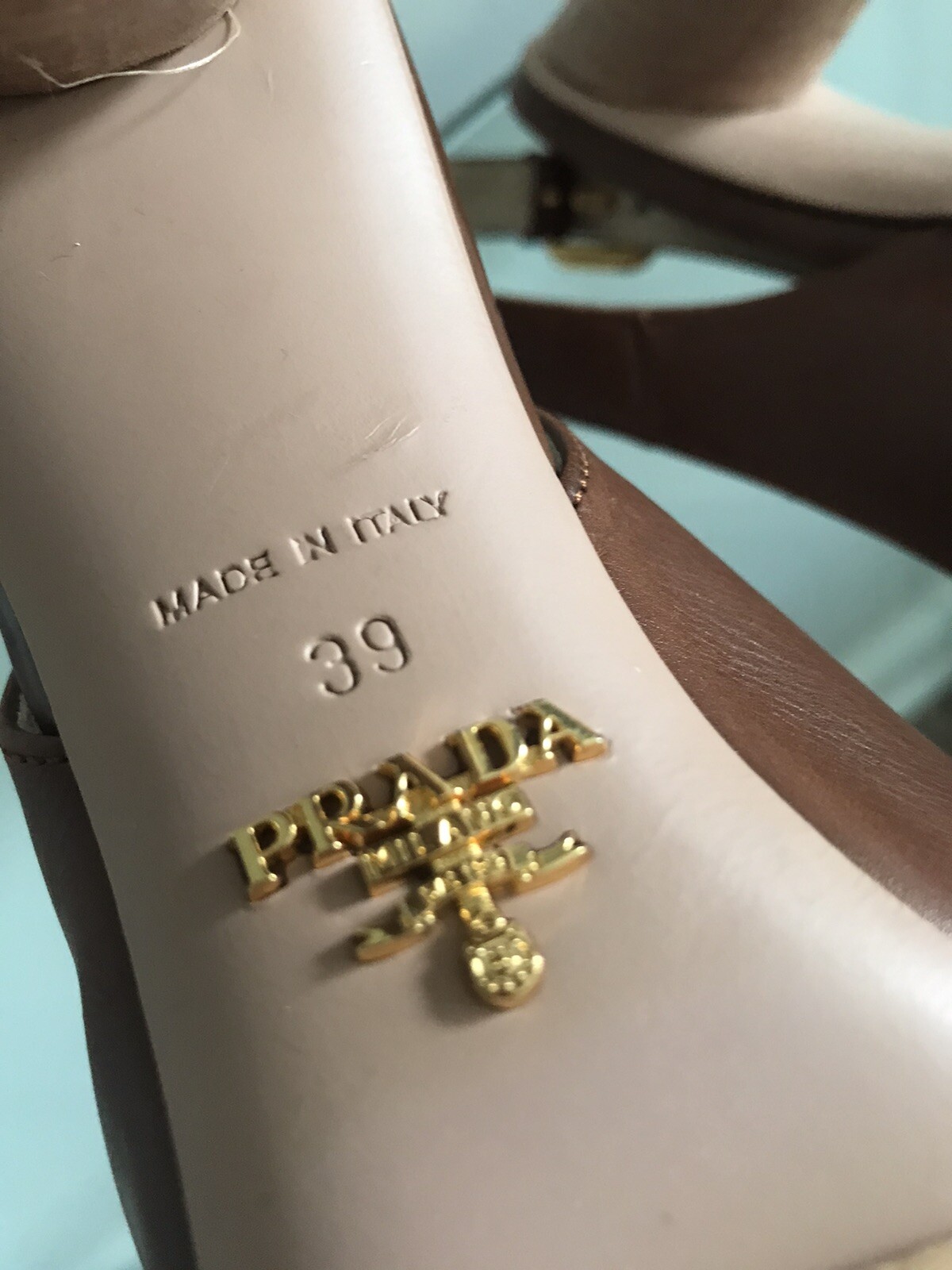 AUTHENTIC PRADA LEATHER HEELS PLATFORM SANDALS SI… - image 10