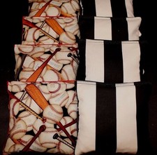 Baseball and bat Mlb with Refs black and white CORNHOLE BEAN BAGS Regulation