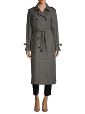Nwt $798 Equipment 'everton' Wool Blend Trench Coat, Charcoal Multi, Size 8, M