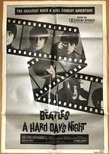 A HARD DAYS NIGHT ORIGINAL Vintage 27X41 Movie Theatre POSTER 1982 THE BEATLES