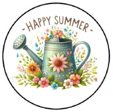 HAPPY SUMMER WATERING CAN ENVELOPE SEALS LABELS STICKERS PARTY FAVORS