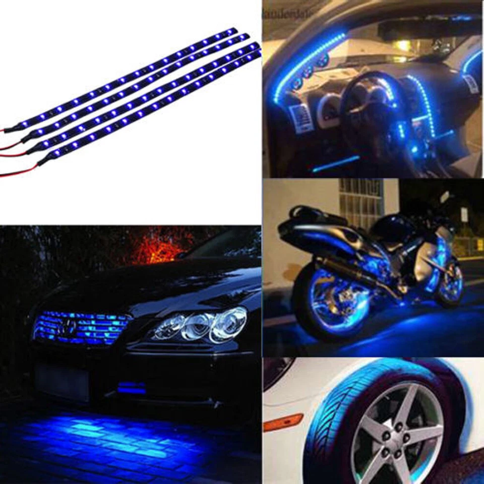 Lot Waterproof 12''/15 DC 12V Motor LED Strip Underbody Light For Car Motorcycle - Image 3 of 4
