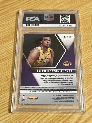 2019-20 Panini Mosaic #215 Talen Horton-Tucker Reactive Blue (RC) PSA 10 - Picture 2 of 2