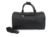 20 Black Leather Duffle Bag Weekend Travel Aircabin Carryon Hand Luggage Holdall