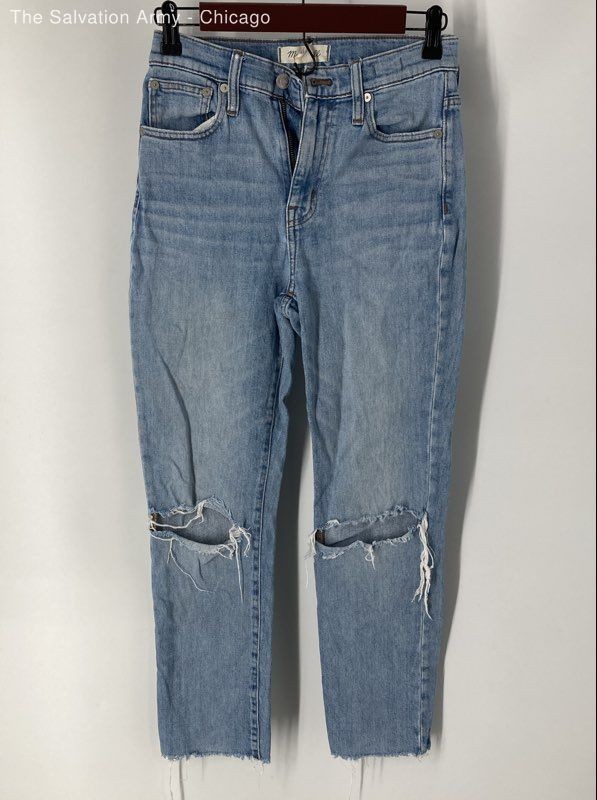 Madewell Womens Blue Cotton Blend Distressed Medium Wash Denim Ankle Jeans Sz 23