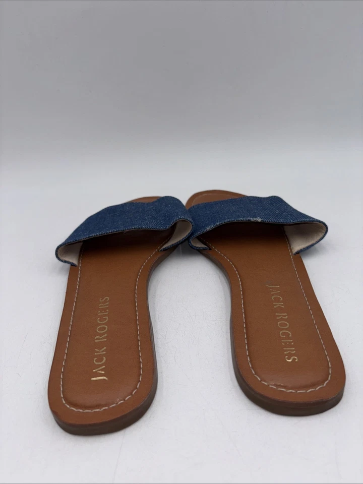 Jack Rogers Sabrina Women's Jean Blue Leather Slide Flat Sandals Size 11 M - Image 4 of 4