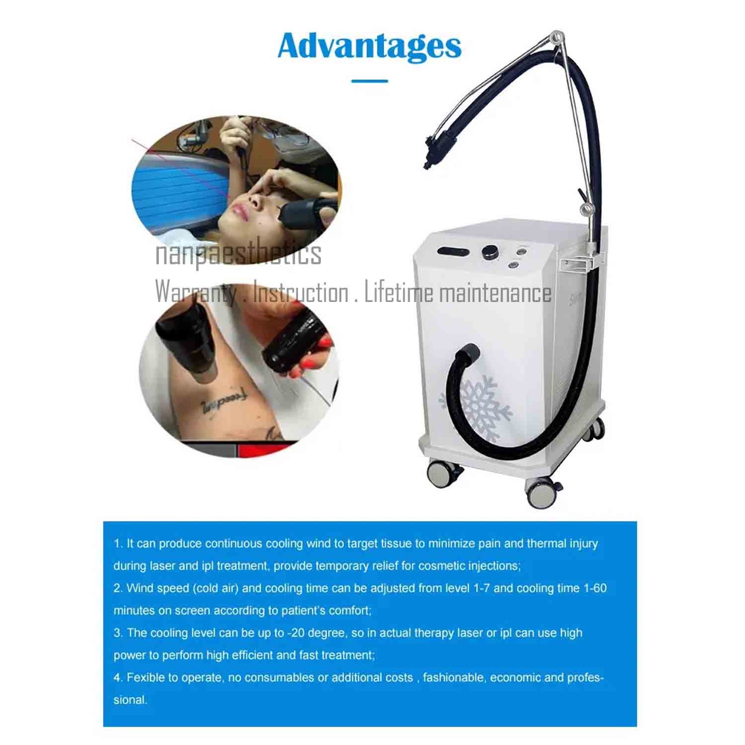 Skin Cooler Cryo Therapy Machine Skin Cooling for Body Pain Treatment Cold Air