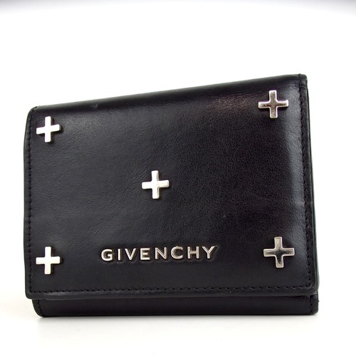 Authentic Givenchy Cross studs trifold wallet leather[Used]