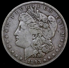 1893 P Morgan Silver Dollar - 90% US Coin - Rare Key Date Coin #T12