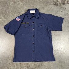 Boy Scout Of America Shirt Youth Medium Blue Button Up Short Sleeve