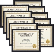 8.5 X 11 Picture Frame Set of 10, Black 8.5 by 11 Photo Frames Used for Certific