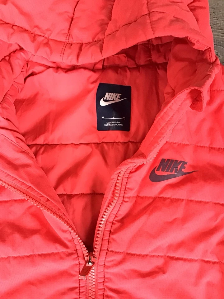 Nike Youth Puffer Winter Coat Girls Medium M Hot Pink Full Zip Quilted Jacket - Image 3 of 4