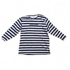 vintage 80s Guess white and navy striped long...