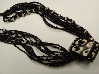 11 Strand Black Seed Bead Choker 18''