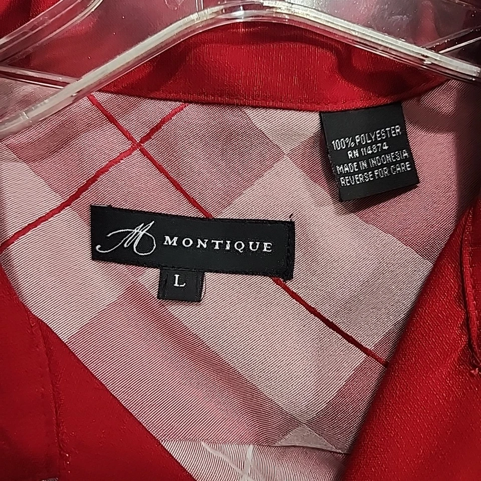 Camisa Montique Grande Para Hombre Abotonada Manga Corta Roja Cuadros A Cuadros Argyle Foto 3 de 4