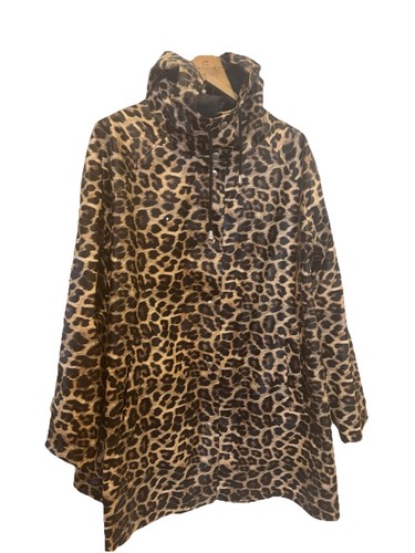 Ellos Leopard Print Rain Jacket Size 24 Mock Collar Pockets - Picture 4 of 13