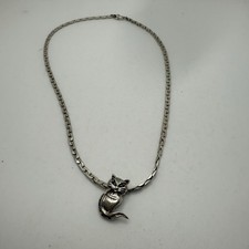 Sterling Silver 925 Cat Necklace Snake Chain Jewelry