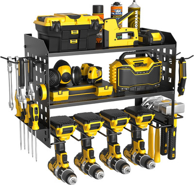 Garage Werkzeug Organizer 3 Ebenen Rack mit 4 Bohrer Halter Schwerlast