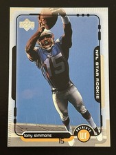 Upper Deck 1998 NFL Star Rookie Tony Simmons #31 Patriots Football Card. rookie card picture