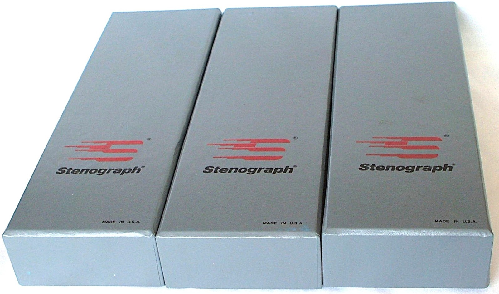 3 RARE Vintage Stenograph 10" Hinged Steno-Pad Paper Box Case Tray Storage USA