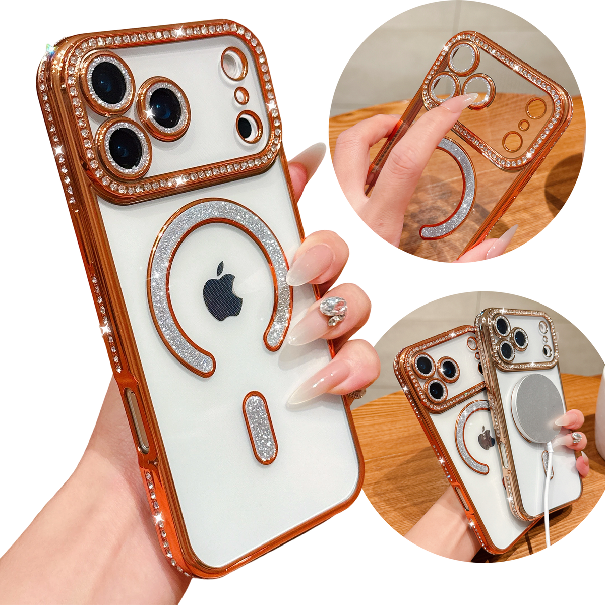 iPhoneアクセサリー iPhone 17 Pro Max For iPhone 17 Pro Max 17 Air Magnetic Glitter Bling Diamond Case w