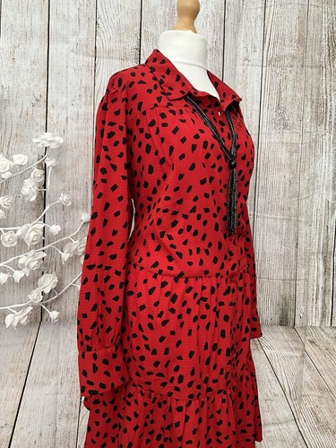 Capsule Red And Black Stretchy Skater Dress With Pockets & Long Sleeves Size 32. - Picture 8 of 11